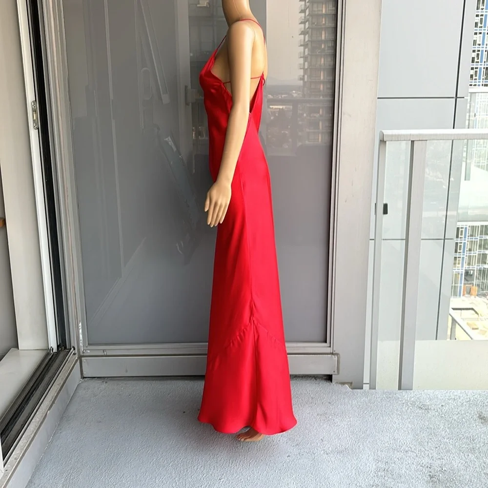 Zara 100% Silk  Red Maxi Dress - Picture 3 of 12